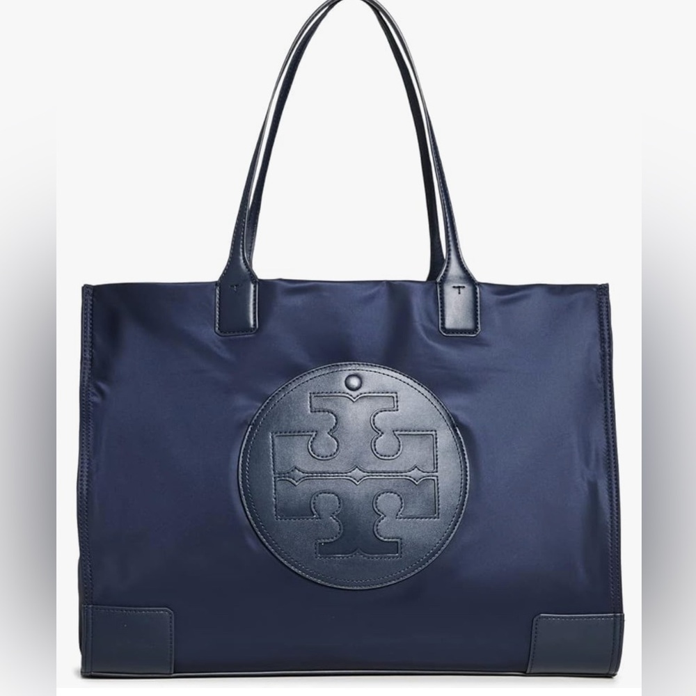 Tory Burch Blue Tote Bag with Embossed Logo